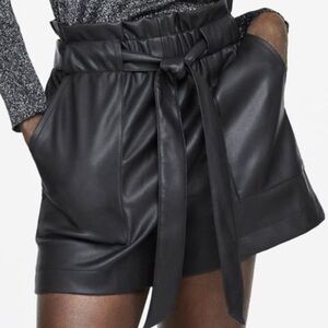 Leather Shorts Zara Paperbag Leather Skirt Zara Shorts Zara Faux